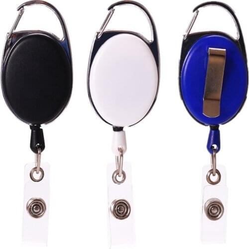 New Office Lanyard Clip Keychain Name Tag Holder Keyring Id Card Key Ring Cord Reel Retract Pull Key Chain Recoil Badge