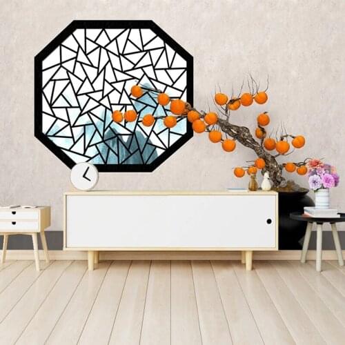 Custom Photo Wallpaper New Chinese Style 3D Stereoscopic Persimmon Fruit Window Pattern Large Mural Wall Decorative Painting