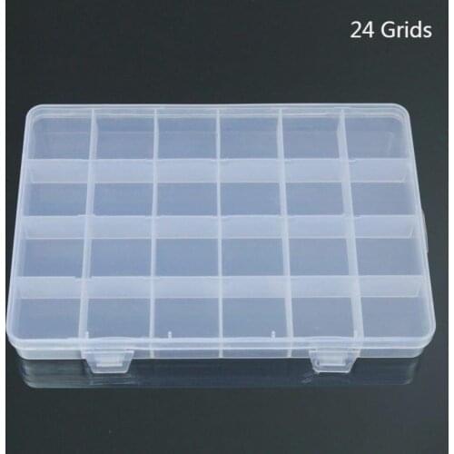 24 Grids Transparent Plastic Jewelry Storage Box, Bead Earrings Rings Medicine Jewelry Box Organizer Container