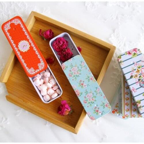Rectangular Slide Cover Mini Iron Box Storage Pill Case Portable Tin Container