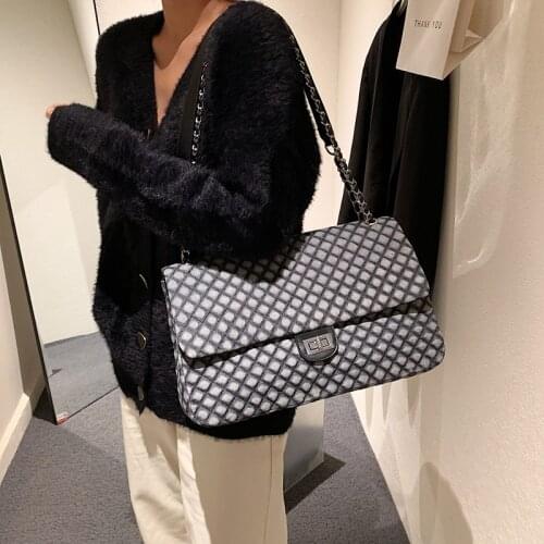 Fashion Chain Women Shoulder Bag Diamond Pattern Female Messenger Bag Brand Design Dark Gray Sling bag for Ladies Handbag Bolsa