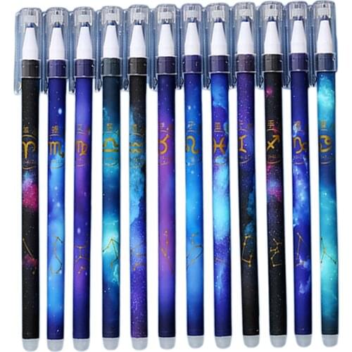 12 Pack Constellation Erasable Gel Ink Pens, 5mm Fine Point Writing Pens for Office School Stationery Supply