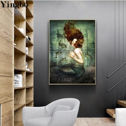Mermaid color diy Diamond Painting diamond mosaic full square drill cartoon sea fish diamond embroidery cross stitch home Decor