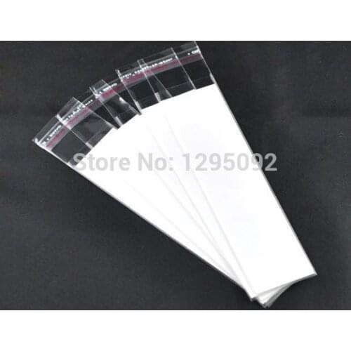 250Pcs Plastic Bags Pouches Self Adhesive Seal Transparent White Card 16x3.5cm Crafts Display Packing Findings