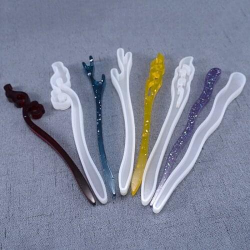 DIY Silicone Resin Hairpin Mold Hair Jewelry Mold Pendant Epoxy Resin Craft Hair Stick Accessories Clear Hairpin Mould DIY Craft