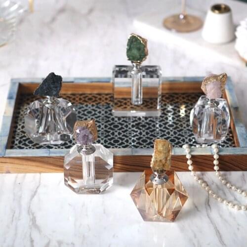 Modern Color Agate Crystal Glass Perfume Bottle Bedroom Dressing Table Decor Ornaments Luxury esculturas decorativas para casa