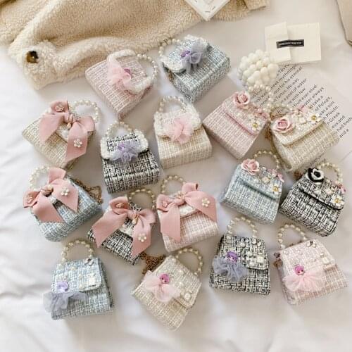Korean Style Women Mini Handbags Tote Cute Girls Princess Bow Messenger Bag Baby Girl Pearl Party Shoulder Hand Bags Gift