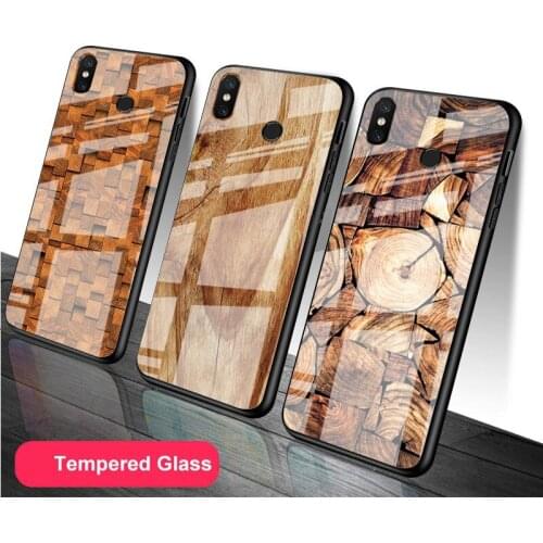 Wood textures Tempered Glass Phone Case For Redmi Note 5 6 7 8 9 Pro Note8T Note9S Redmi8 9 Cover Shell
