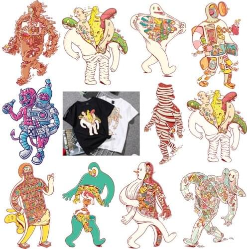 Full Food Book Body Heat Transfer Diy Stickers Human Desire Weird Person Iron On Patches For Clothes T-Shirt Thermal Printing