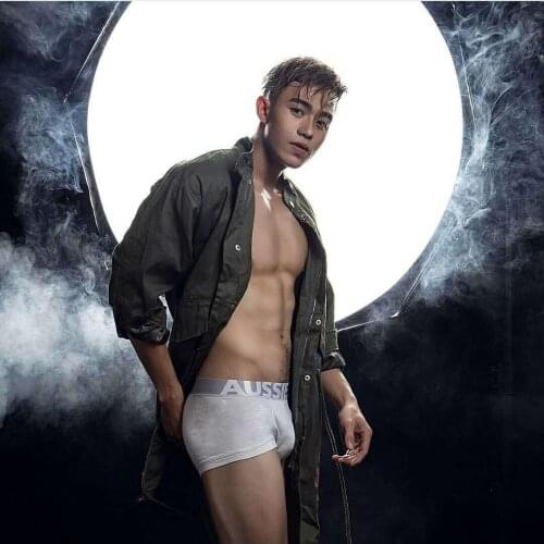 AUSSIEBUM mens comfortable tide mens flat corner underwear lift hip pure color four-corner pants mens underwear