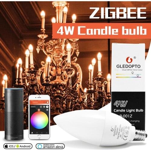 GLEDOPTO zigbee led smart bulb 4W E12/E14 dimmable RGBCCT Ambiance Decorative Candle Bulbs Compatible with Amazon Echo Plus AC