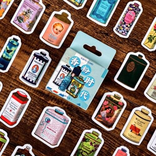 46Pcs/lot Vintage Bottle Shape Washi Stickers Scrapbooking Planner Bullet Journal Fragrant Powder Era Flake Stationery