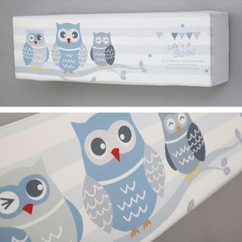 Indoor Air Conditioner Cover Wall Mounted Decorative Hood Embroidery 74 78 81 85 89 95 x 27 x 19cm Owl White