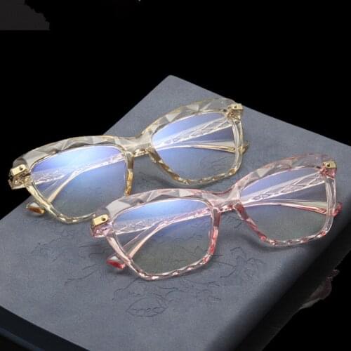 VWKTUUN Anti Blue Light Glasses Women Eye Glasses Frame Vintage Optical Glasses Geometric Cateye Glasses Frames Plain Glasses