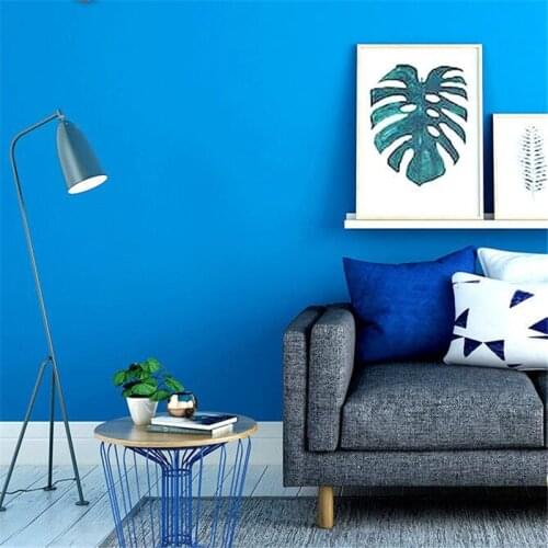 Wellyu Royal blue wallpaper Nordic Mediterranean style modern minimalist bedroom living room plain TV background wallpaper