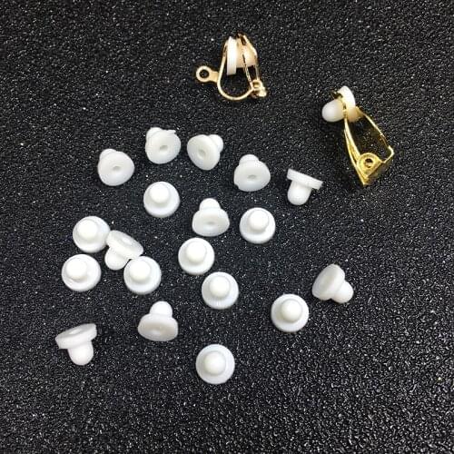 100pcs/Lot Ear Clip Anti-Pain Pad DIY Handmade Clip on Earring Rubber Pads White Soft rubber earplugs Earrings Accessories JF54