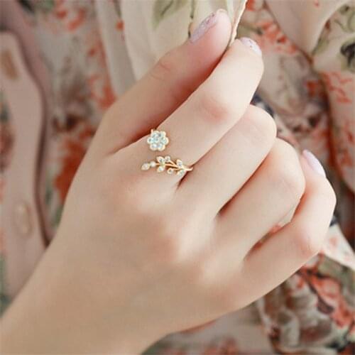 Hot Fashion Adjustable Rings Gold Color&Silver Plated Wishful Flower Leaves and Branches Finger Rings for Women Jewelry Wedding
