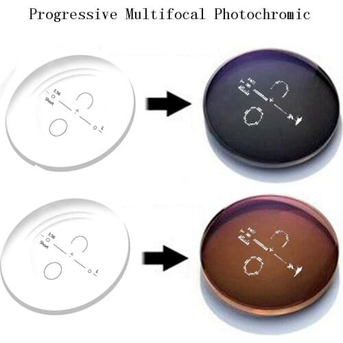 1 Pair 1.56 1.61 1.67 Progressive Multifocal Photochromic Glasses Lenses Myopia Presbyopia Prescription Optical Eyewear Lenses