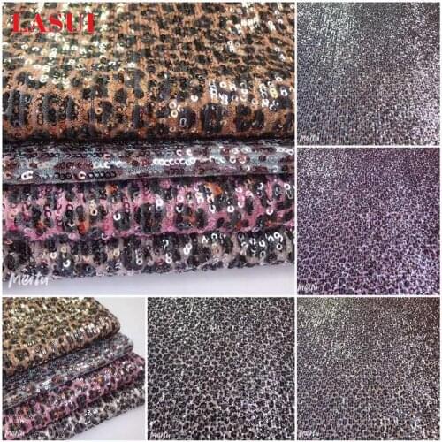 91cm X 130cm 1yard Micro- leopard print sequin embroidery mesh lace fabric DIY dress cloth decorative tablecloth fabric W0067