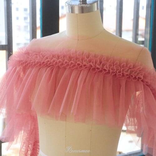 2m Very beautiful 3D Mesh pleated puffy Lace Mesh Trimming Handmade DIY Skirt Swing Sleeves home curtain Skirt decoration 24cm