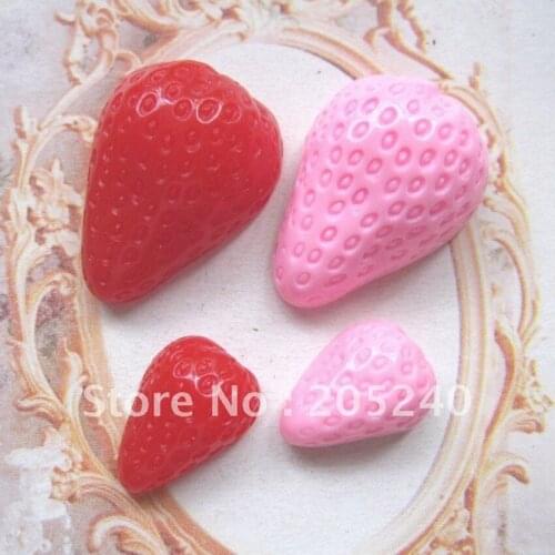 20pcs Mixed 2sizes Hot Sale DIY Phone Decoration Kawaii Resin Strawberry