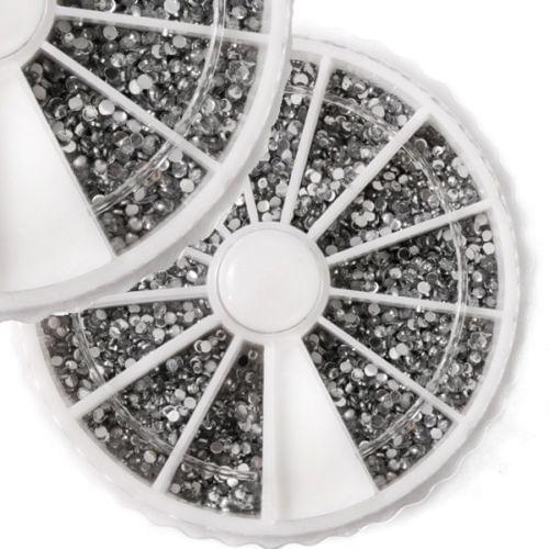 2400Pcs/Wheel DIY Acrylic Nail Art Decoration 1.5mm 3D Round Rhinestones Glitter