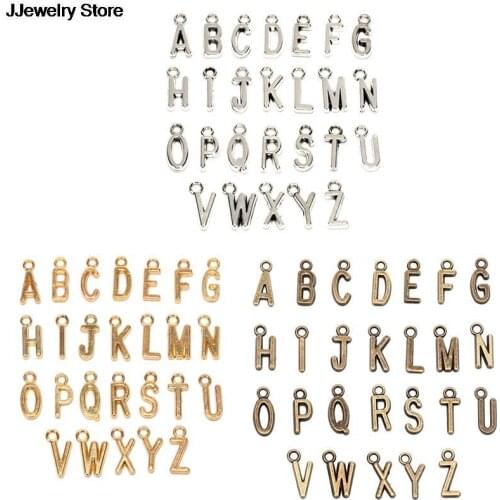 26Pcs Alphabet A-Z Charms Pendents Letters DIY Jewelry Findings Gold Bronze Silver Color For Jewelry Making