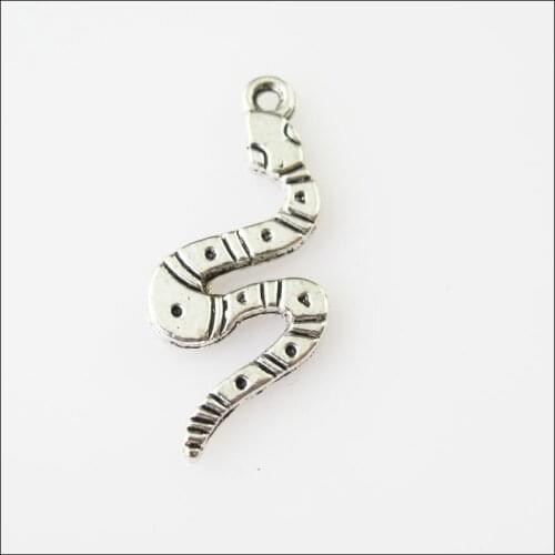New 30Pcs Tibetan Silver Color Animal Snake Charms Pendants 11x26mm