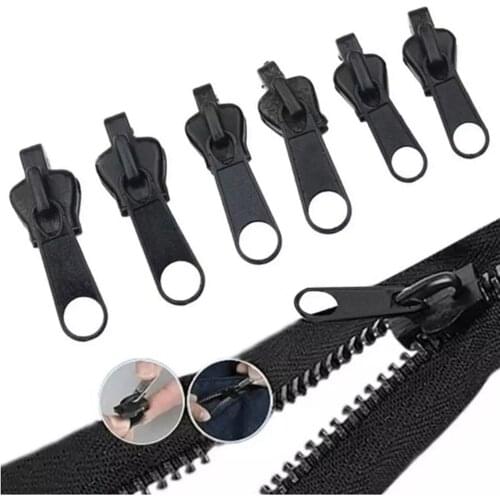 6pcs Zipper Sliders Universal Instant Fix Zip Replacement Zip Slider Teeth Rescue Zipper Repair Kit For Tailor Sewing Bulk Tool