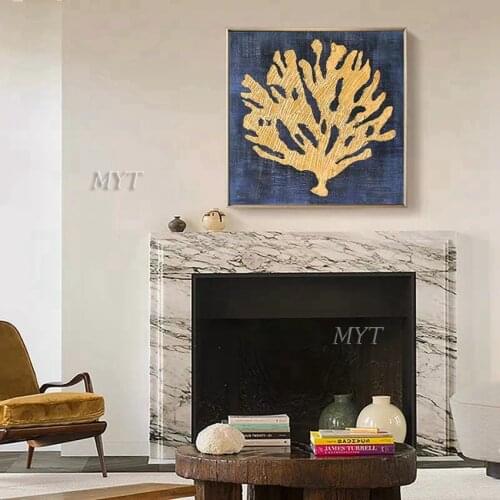 Golden Antlers Abstract Oil Painting Hand-painted Wall Art Home Decor Picture Modern Hand Painted Oil Painting On Canvas Unframe