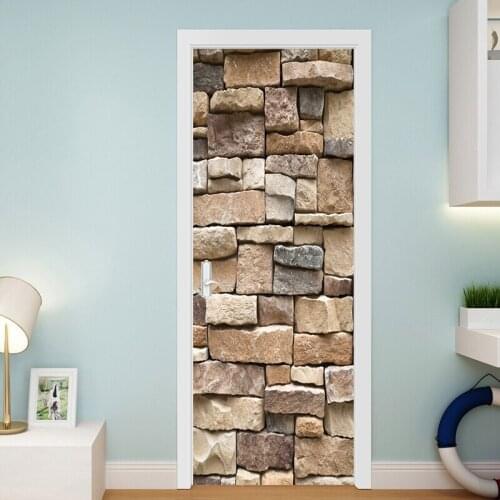 Antique Stone Wall DIY Door Wall Stickers Home Decor Living Room Children Room Porch Art Mural Waterproof Peel & Stick Wallpaper