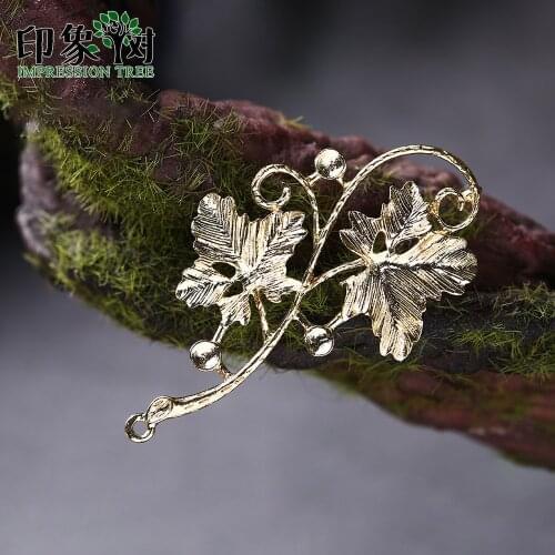 2Pcs 26*48mm Gold Plating Copper Beads Leave Flowers Shaped Charms Accessories For DIY Jewelry Making Bracelet Accessories 27090