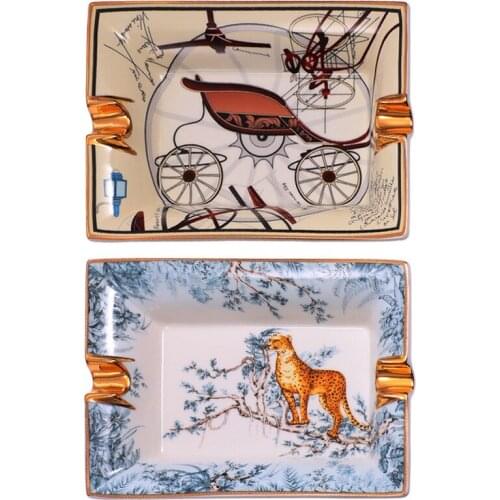 LUBINSKI Household Ceramic Cigar Ashtray Rectangle Smoking Accessories Trays With Gift Box