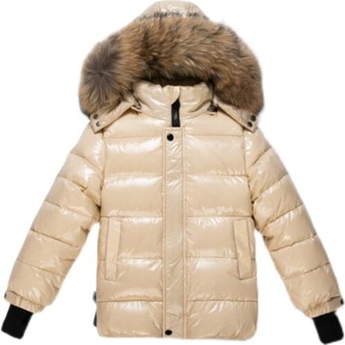 Childrens DownJacket Boy GirlsNatural Fur Collar Detachable - 30 Degree Winter New Cold Proof Jacket