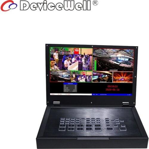 DeviceWell HDS9125 Portable 5 Channel Inch Screen Monitor Live Broadcast LCD Display 4 HDMI 1 DP Input Video Switcher