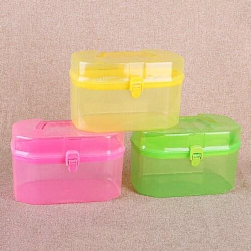 Double layer portable polygon Toolbox stationery painting storage plastic medicine chest box Desktop Sundry Practical Case