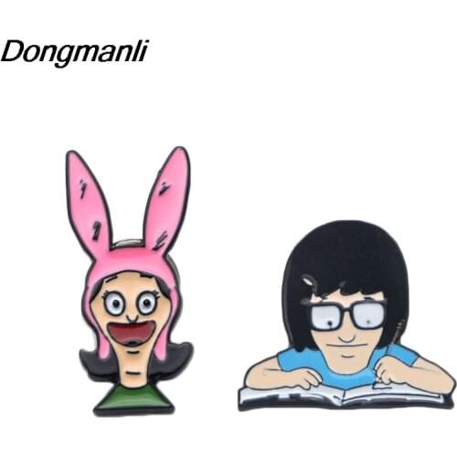 P2131 Dongmanli Burgers Tina Writing Friend Fiction Enamel brooch Pins for kids gift Denim clothing Pin badge