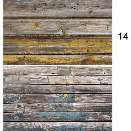 Brown Wood with Yellow Blue Studio 57x87cm Double Color PVC Wood Grain Photography Waterproof Printing Photo Food Background