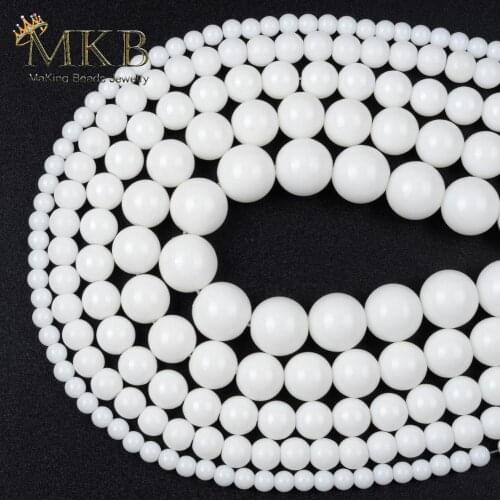 Natural Stone Smooth White Agates Onys Round Beads For Jewelry Making 4/6/8/10/12mm Spacer Loose Beads Fit Diy Bracelet 15"