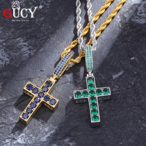 GUCY Men and Women AAA Pros And Cons Different Zircon Cross Pendant Ice CZ Cross Pendant Chain Hip Hop Fashion Jewelry