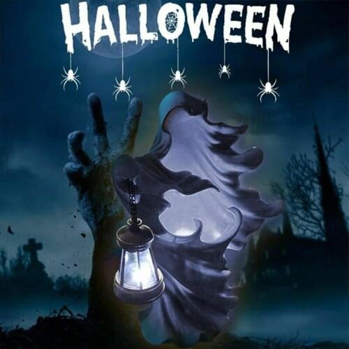 Hot Halloween Decor Hell Messenger Statues With Lantern Home Garden Realistic Resin Ghost Sculpture Festival Ornament Decor