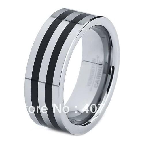 Anniversary Gift Ring for Woman Mens Classic Wedding Ring Comfort Fit Tungsten Carbide With Black Resin Band Jewelry
