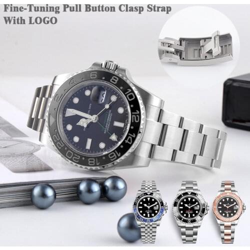Metal Watchbands For Rolex SUBMARINER DAYTONA Glidelock Strap Stainless Steel Fine-Tuning Pull Button Clasp Watch Bracelet Chain
