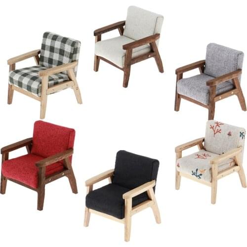 Miniature Dollhouse Sofa - Micro Landscape Furniture 1/12 - Wood for Decoration