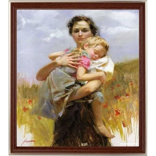 Golden Panno,Needlework,DIY DMC Cross stitch,Sets For Embroidery kit 14ct unprinted cotton thread Mother and ChilCross-Stitching