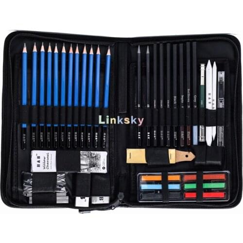 48 Piece H & B Sketching Pencils Set,Charcoal Graphite Pencils, Chalk, Carbon Pen, Pastel Sticks, for Basic Drawing Pencil Set