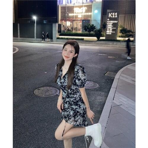 A sense of cruel draw string of cultivate ones morality waist sexy floral dress