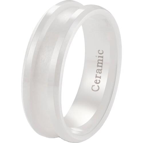 Customized Wholesale 8mm White Ceramic Rings Blanks for Inlay 6mm Channel for Setting DIY Jewelry