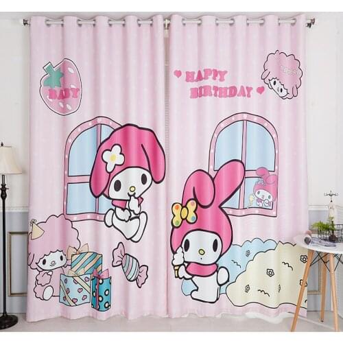 Custom Window Curtains for Living Room Bedroom Nursery Kid Children Room Window Tulle Sheer Drapes Rabbit Hare Pink