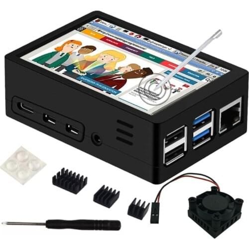 4 inch 60+fps 800x480 Resolution Touchscreen with Cooling Fan and Case for Raspberry 4 Model B/Pi 3B+/3B For Raspberry Pi screen